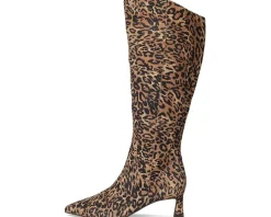 Naturalizer Deesha Wide Calf Knee High Boots Leopard Print Suede New