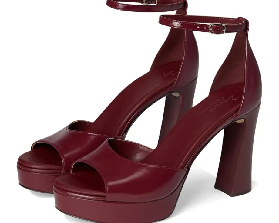 Naturalizer Delphie Strappy Sandals Cranberry Red Leather Outlet