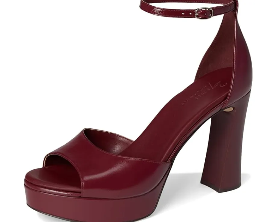 Naturalizer Delphie Strappy Sandals Cranberry Red Leather Outlet