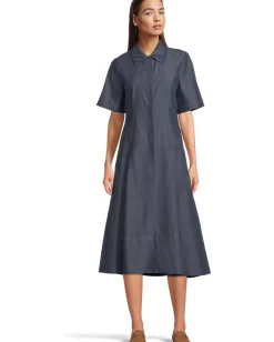 Women Vince Denim Short Sleeve Shirt Dress