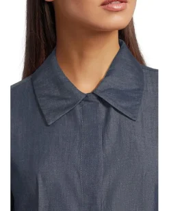Women Vince Denim Short Sleeve Shirt Dress