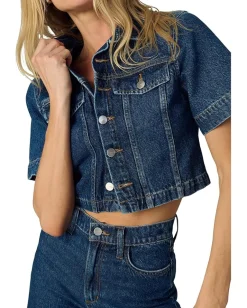 Women Joe's Jeans Denim Trucker Short Sleeve Top