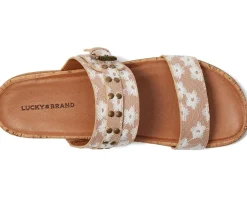 Women Lucky Brand Dineesa Studded Two Band Flat Sandals