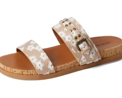 Women Lucky Brand Dineesa Studded Two Band Flat Sandals