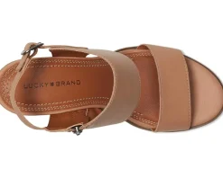 Women Lucky Brand Dinzin Double Band Heeled Sandals