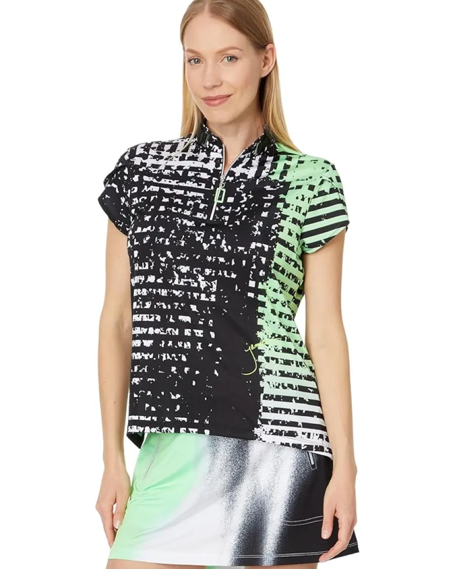 Jamie Sadock Distressed Plaid Short Sleeve Top Jet Clearance