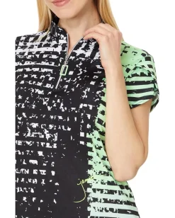 Jamie Sadock Distressed Plaid Short Sleeve Top Jet Clearance