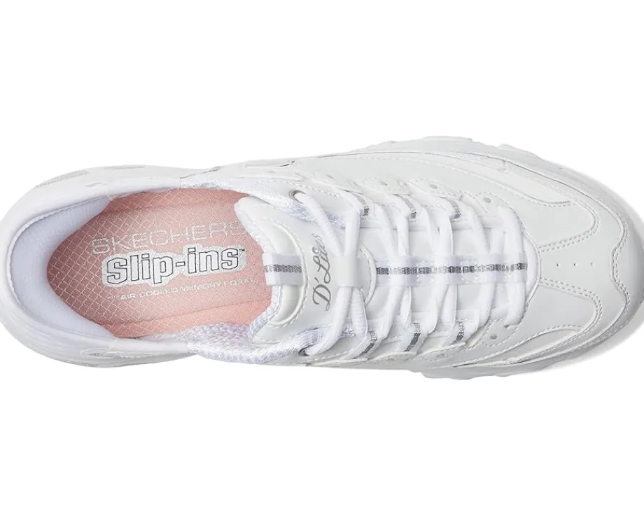 SKECHERS D'Lites New Scene Hands Free Slip - Ins White Silver Sale