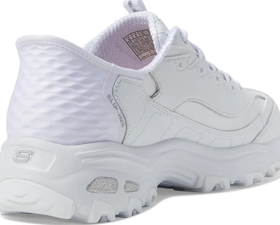 SKECHERS D'Lites New Scene Hands Free Slip - Ins White Silver Sale