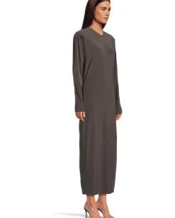 Women Norma Kamali Dolman V-Neck Side Slit Gown With Shoulder Pads