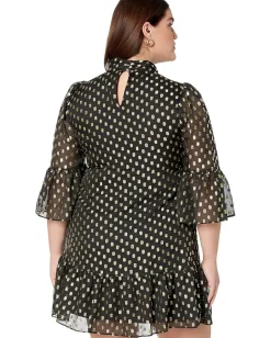 Women Calvin Klein Dot Dress with Bell Sleeves