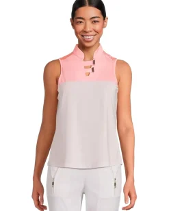 Jamie Sadock Dotted Up Print Sleeveless Polo Azalea Pink Best