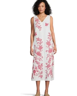 Johnny Was Double V-neck Tank Dress- Alycia Alycia (ecru) Best