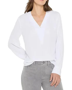 NIC+ZOE Downtown V-neck Top Paper White New