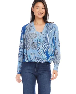 Karen Kane Drape Front Top Paisley Discount