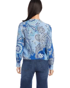 Karen Kane Drape Front Top Paisley Discount