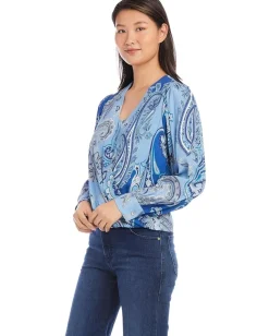 Karen Kane Drape Front Top Paisley Discount