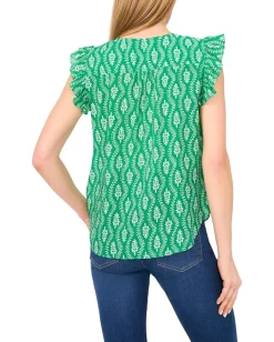 Women CeCe Drop Shoulder Kissing Placket Pintuck Top