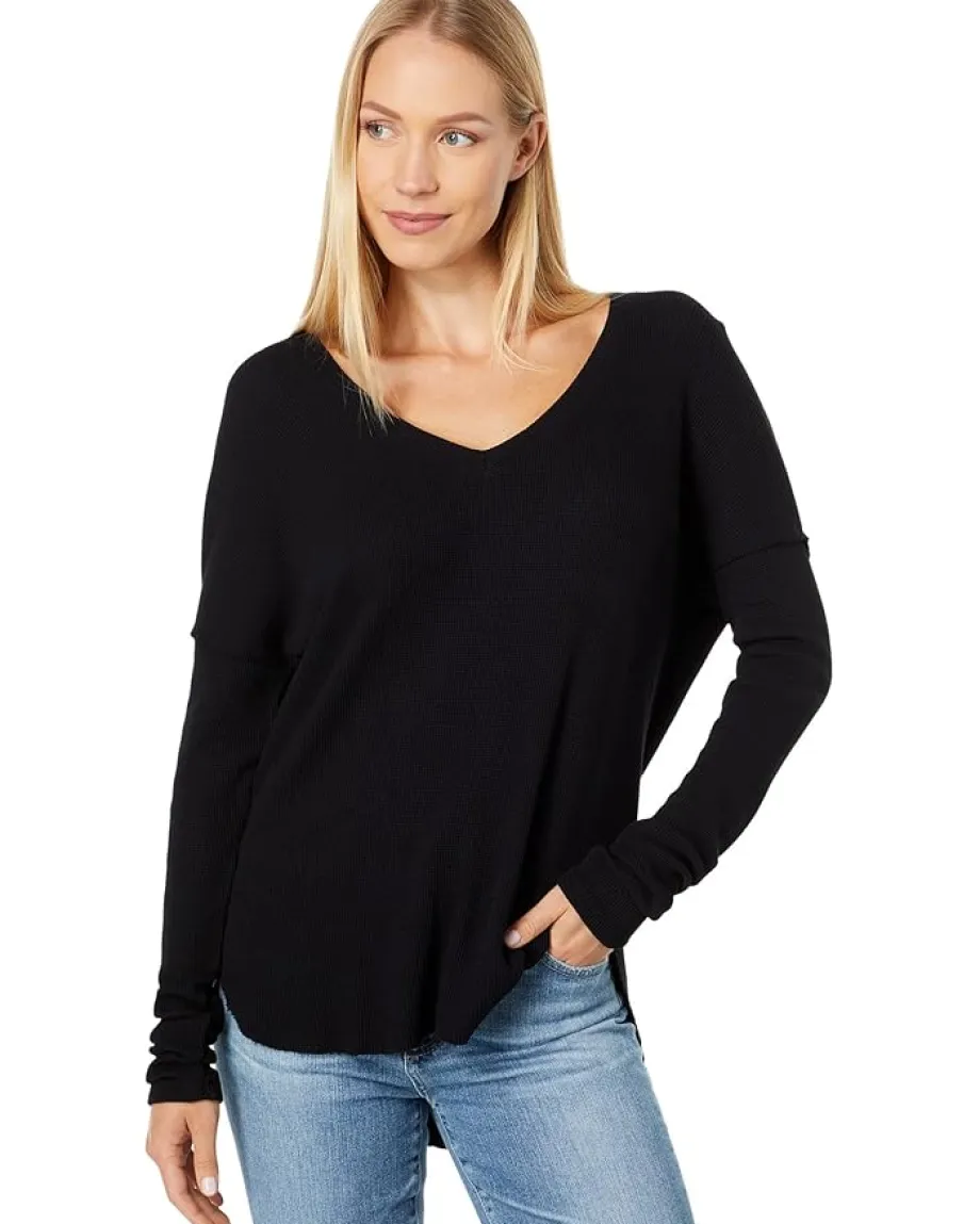 bobi Los Angeles Drop Shoulder V-Neck Tee Black Outlet