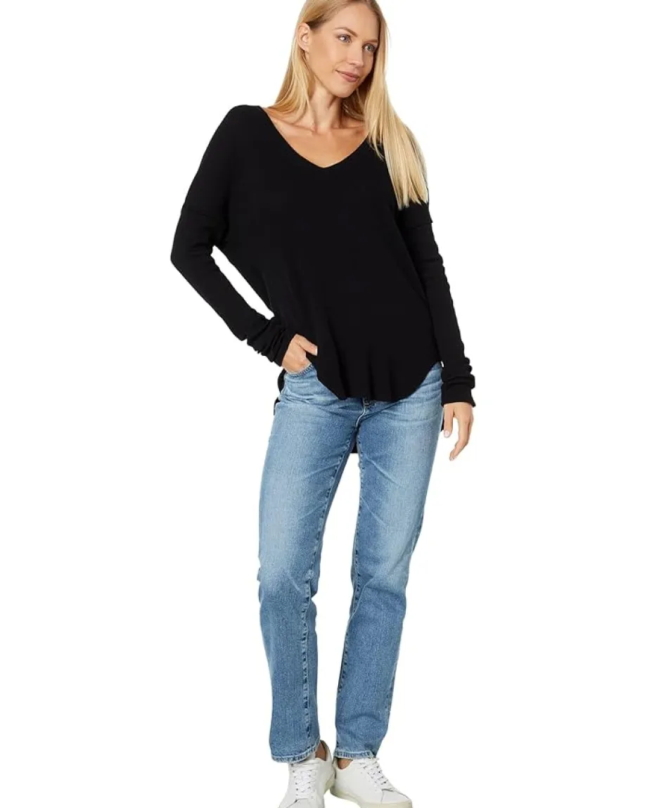 bobi Los Angeles Drop Shoulder V-Neck Tee Black Outlet