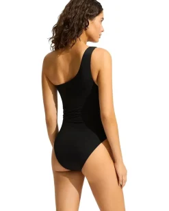 Seafolly Eco Collective One Shoulder One-Piece Black Clearance