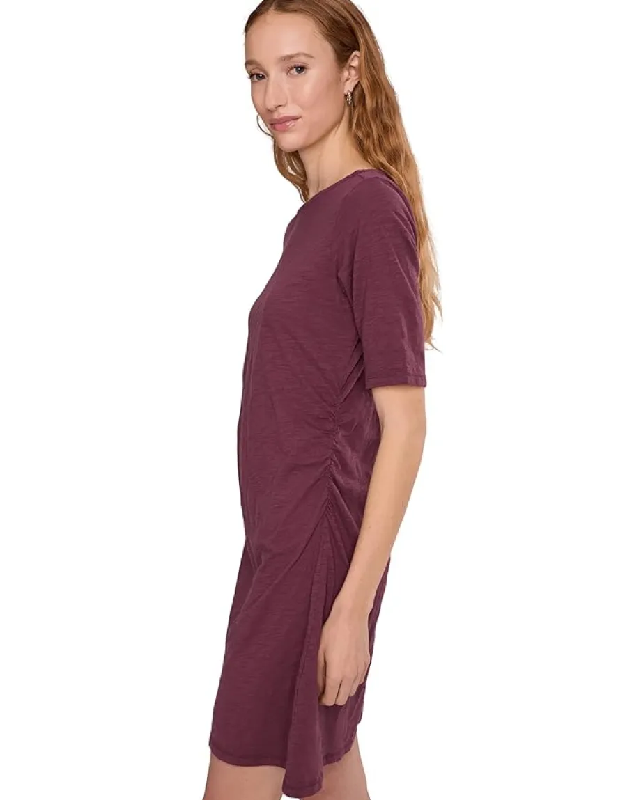 Women Mod-o-doc Elbow Sleeve Below The Knee Shirred Dress