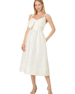 Lilly Pulitzer Ellara Jacquard Midi Bow Coconut Leaf an Impression Jacquard Best