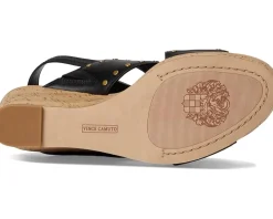 Vince Camuto Ellna Cross-band Wedge Sandals Black Sale