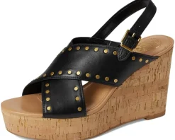 Vince Camuto Ellna Cross-band Wedge Sandals Black Sale