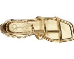 Jessica Simpson Elusta Studded T-strap Sandals Gold Outlet