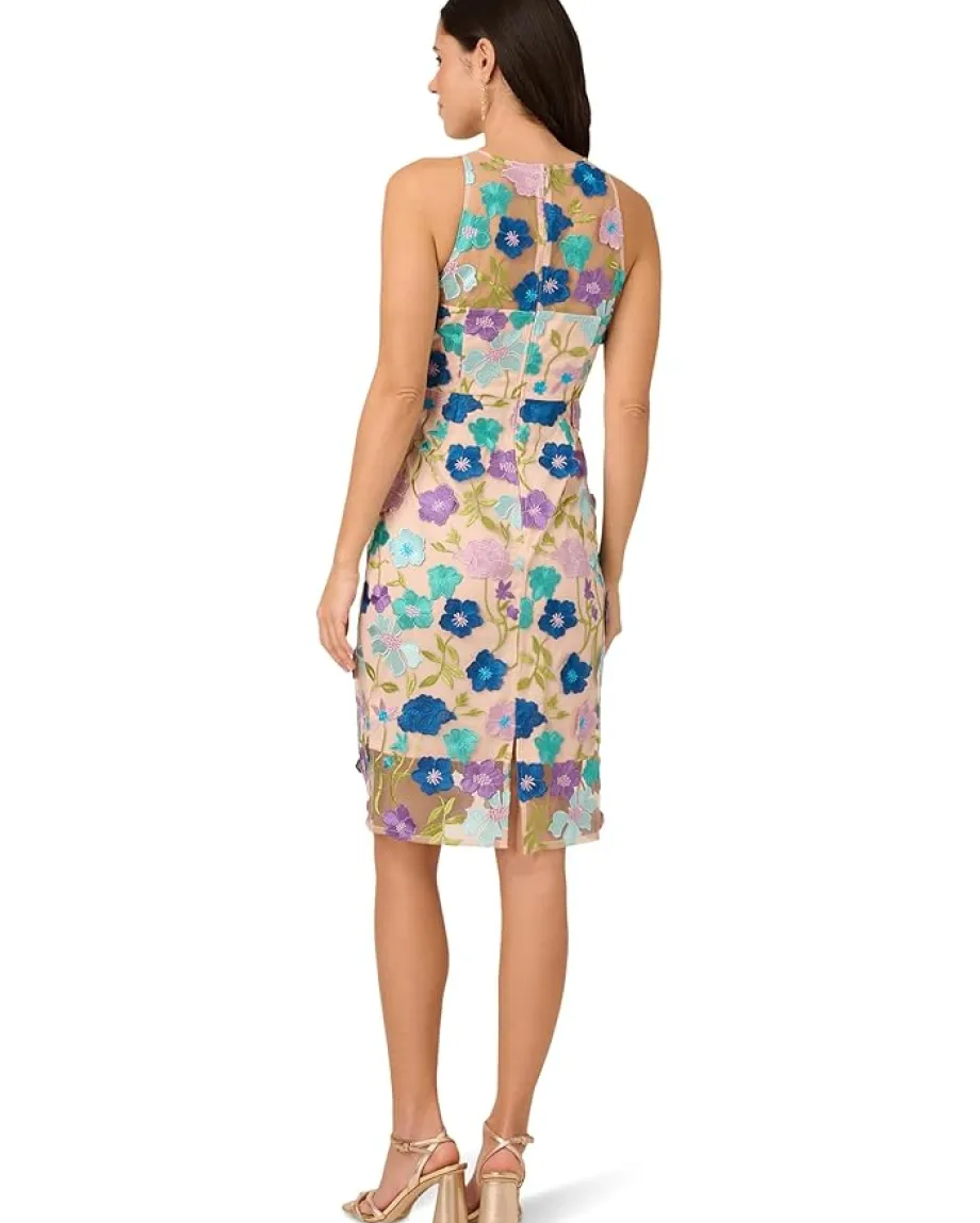 Women Adrianna Papell Embroidered Column Midi Dress