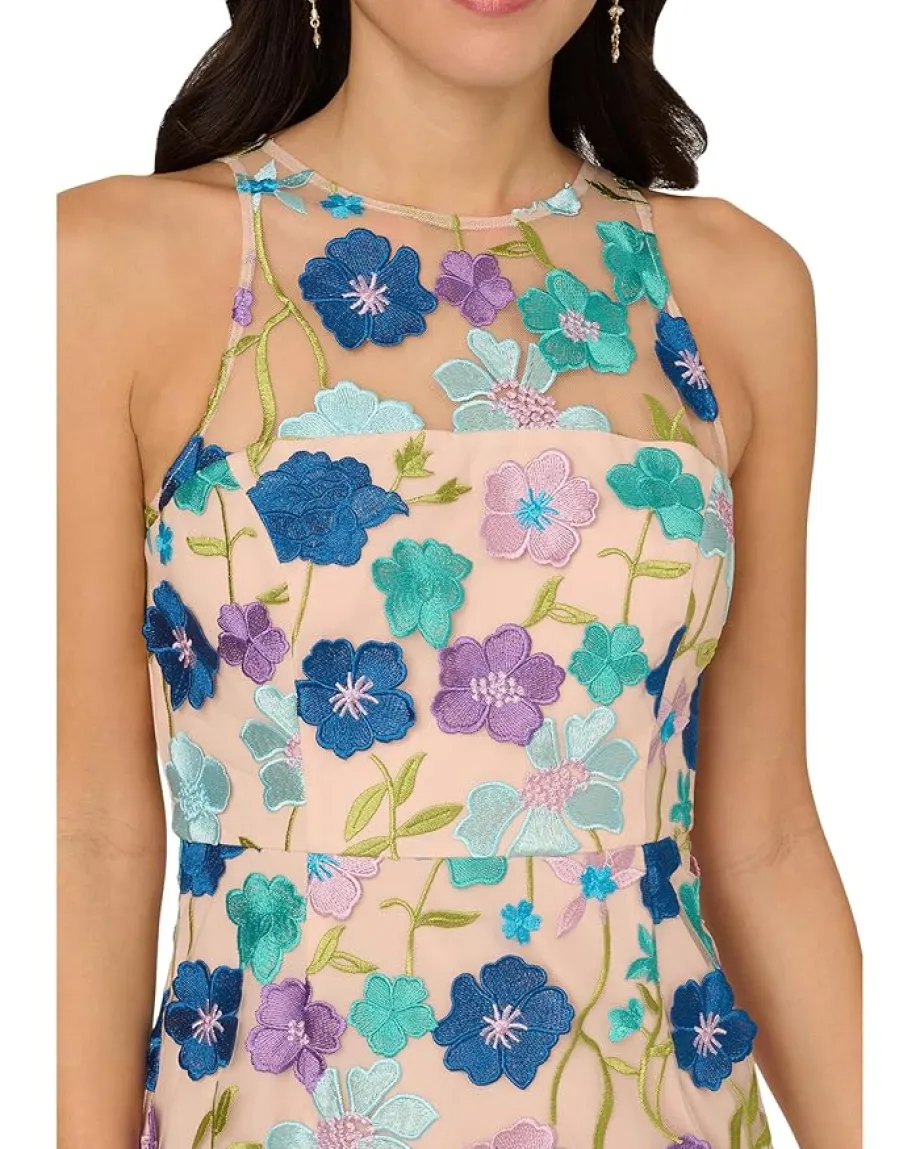 Women Adrianna Papell Embroidered Column Midi Dress