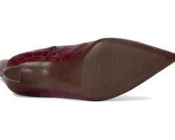 Naturalizer Emily Extra Wide Calf Knee High Boots Cranberry Red Croco Leather Clearance