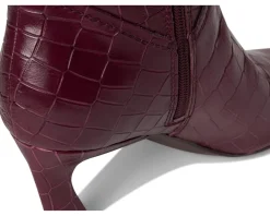 Naturalizer Emily Narrow Calf Knee High Boots Cranberry Red Croco Leather Clearance