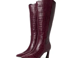Naturalizer Emily Wide Calf Knee High Boots Cranberry Red Croco Leather