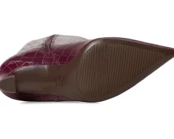 Naturalizer Emily Wide Calf Knee High Boots Cranberry Red Croco Leather