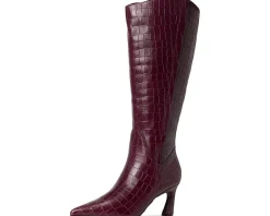 Naturalizer Emily Wide Calf Knee High Boots Cranberry Red Croco Leather