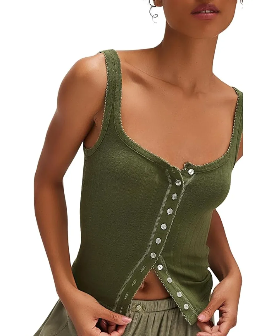 Free People End Game Pointelle Tank Army Discount