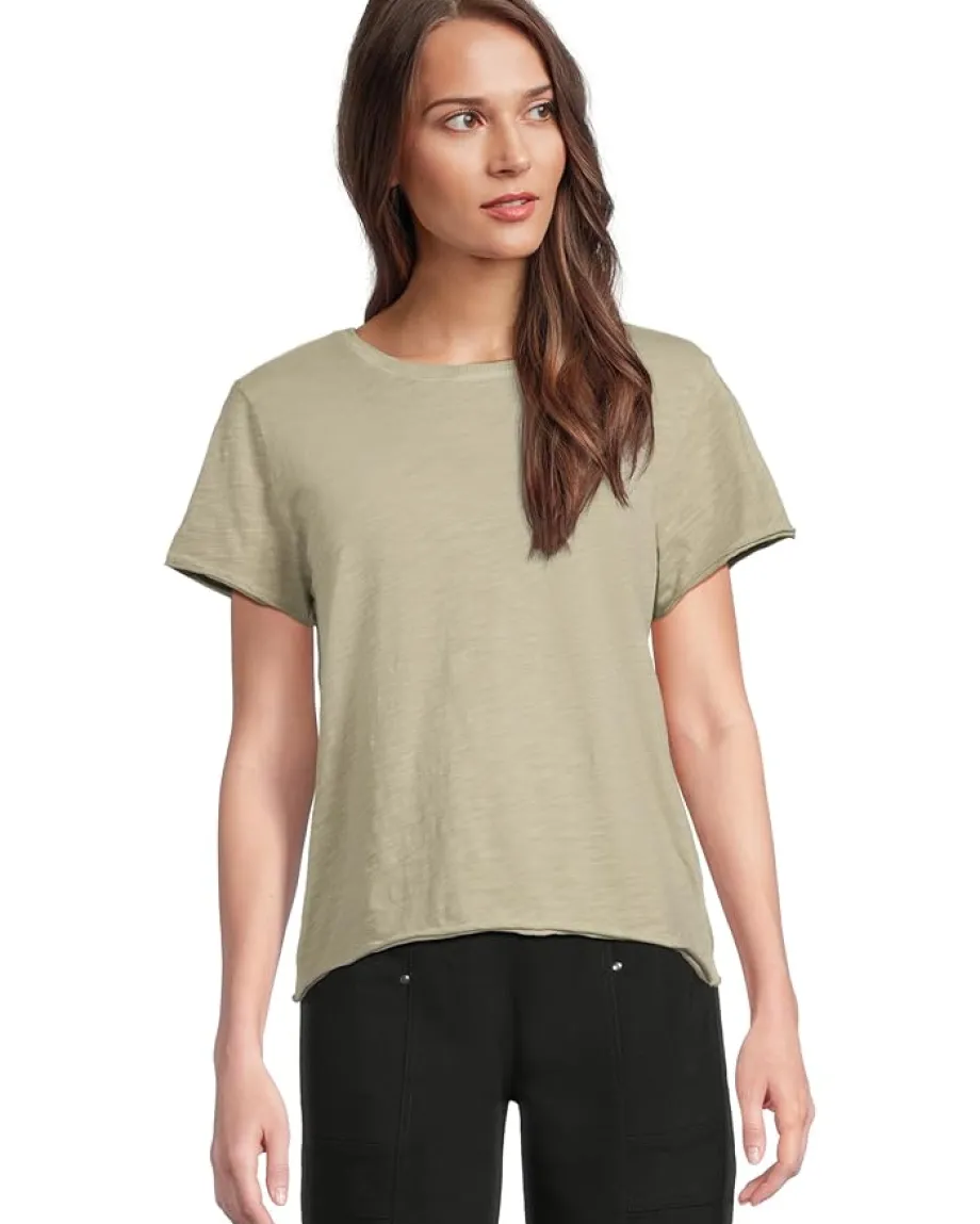 Women Elliott Lauren Enzyme Wash Jersey - Short Sleeve Crew Neck Tee