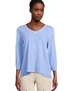 Women Elliott Lauren Enzyme Wash Jersey - V neck -3/4 Sleeve Tee