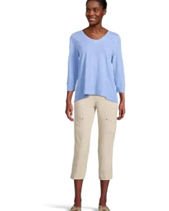 Women Elliott Lauren Enzyme Wash Jersey - V neck -3/4 Sleeve Tee