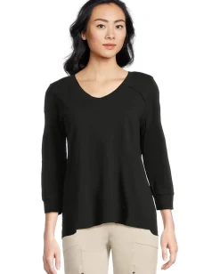 Elliott Lauren Enzyme Wash Jersey - V neck -3/4 Sleeve Tee Black Best