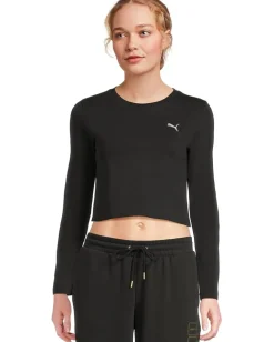 PUMA Essentials Cropped Long Sleeve Baby Tee Puma Black Sale