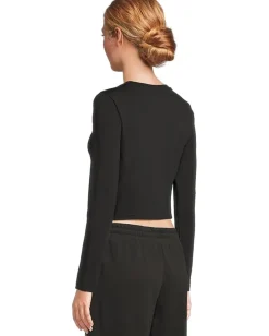 PUMA Essentials Cropped Long Sleeve Baby Tee Puma Black Sale