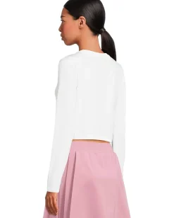 PUMA Essentials Cropped Long Sleeve Baby Tee Puma White New