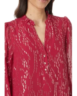 Lilly Pulitzer Evaline Silk Dress Malbec Red Fish Clip Chiffon