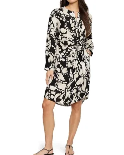 NIC+ZOE Evening Petal Blouse Dress Black Multi New