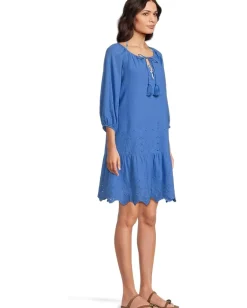 Tommy Bahama Eyelet Cove Embroidered Dress Paradiso Blu Clearance
