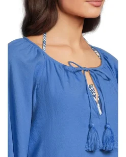 Tommy Bahama Eyelet Cove Embroidered Dress Paradiso Blu Clearance