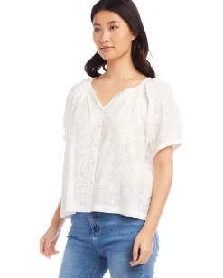 Women Karen Kane Eyelet Peasant Top